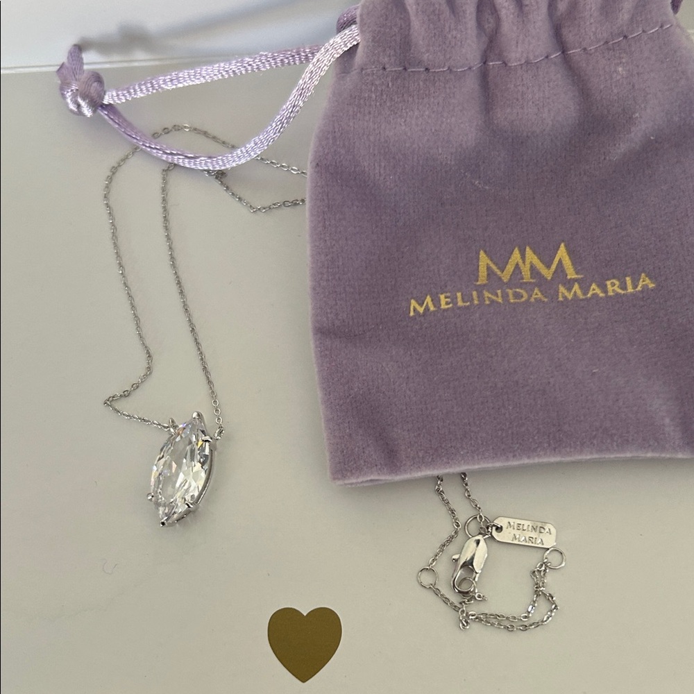 Brand New - Melinda Maria Silver Necklace with Crystal Pendant - Picture 3 of 5